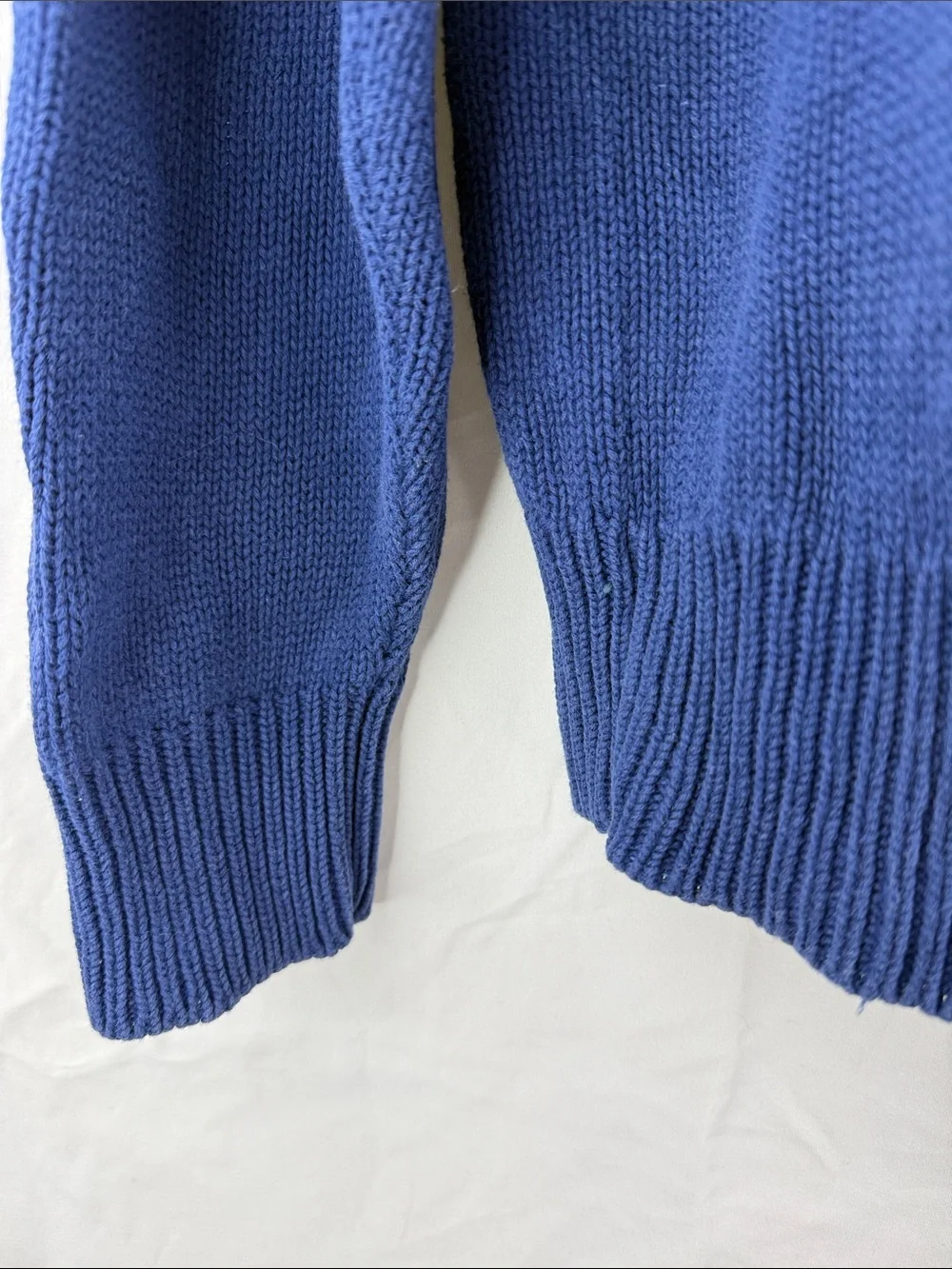Brian MacNeil Knitwear 100% Cotton Men's Size Large Deep Blue V-Neck Sweater